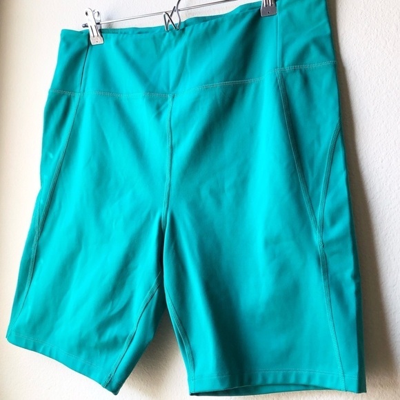 Girlfriend Collective High Rise 8” Inseam Biker Shorts in Aqua Green Sz 4xL - Picture 7 of 14